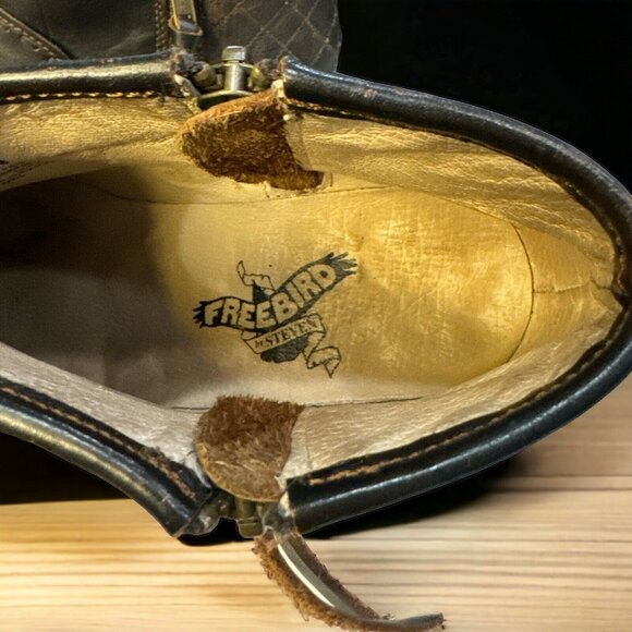 Freebird by Steven Grand Brown Leather Distressed Double Zip Ankle Size 8 - Picture 7 of 8